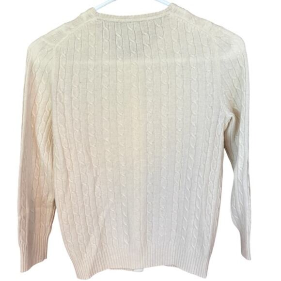 J.Crew Cream Delicate Cableknit Cardigan Sweater Medium Preppy Minimal Capsule - Picture 3 of 8